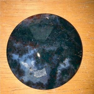 Round Moss Agate Pendant cylinder with drilled hole #26